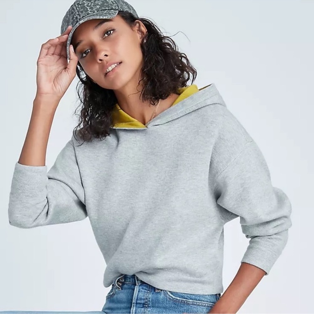Anthropologie Maeve James Cropped Hoodie Gray Sweatshirt Small